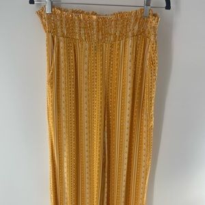 Shein Wide Leg Free Flowing Fabric Pants Pockets Yellow and White  Size Large